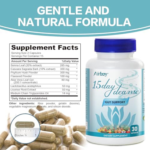 15 Day Cleanse Detox Suporte Intestinal para Mulheres – Limpeza Intestinal e Desintoxicação - Airboy