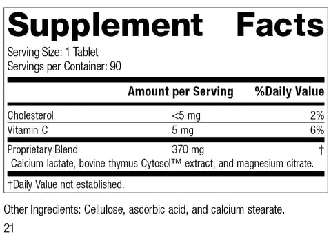Standard Process Inc. - Standard Process Thymex – Suplemento de Timo e Suporte Imunológico com Vitamina C, Citrato de Magnésio e Lactato de Cálcio – Livre de Glúten – 90 Comprimidos