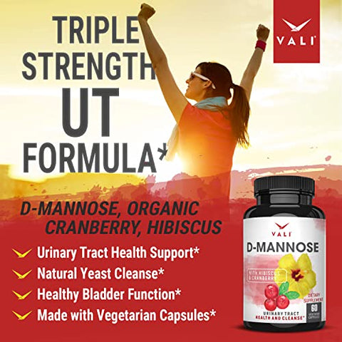 D-Mannose 1000mg – Fórmula para Saúde do Trato Urinário. Pó de Fruta de Cranberry Orgânico - VALI