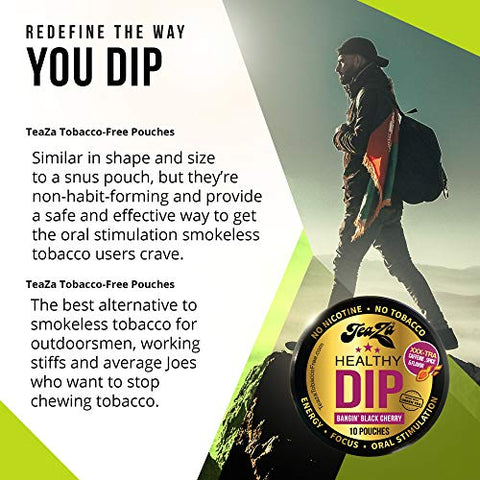 TeaZa - Teaza Herbal Energy Pouch Mixed (4 unidades) – Hortelã-Pequeno Paraíso-Menta Refrescante-Cereja Preta Intensa – Energia Herbal de Alta Qualidade