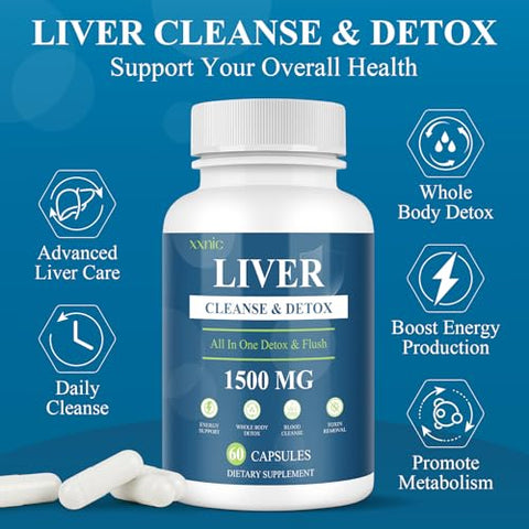xxnic - Desintoxicação e Limpeza do Fígado – 120 Cápsulas (60Caps * 2) – Marca do Produto