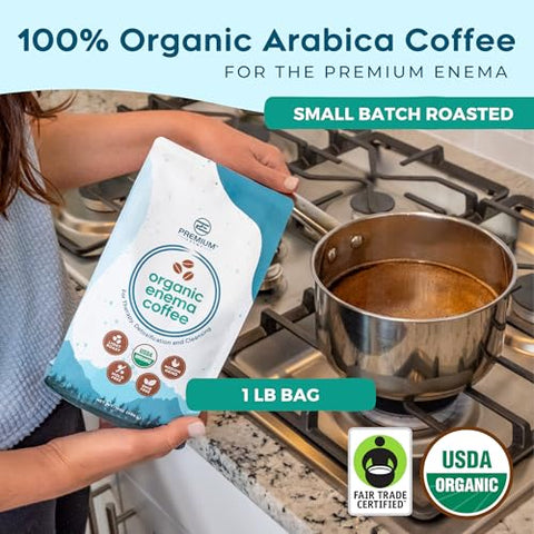PE Premium Enema - Café Orgânico PE Premium para Enemas (454g) Torra Leve, Moagem Média. Ideal para Limpeza do Fígado, Limpeza do Cólon, Enemas de Café Gerson