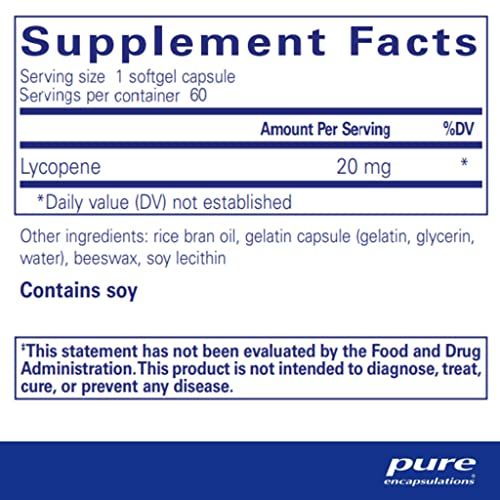 Lycopene 20 mg | Suporte Celular e Macular | 60 Cápsulas Softgel - Pure Encapsulations