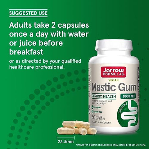 Mastic Gum 1000 mg – Suplemento Dietético para Suporte à Saúde Gastrointestinal – 60 Cápsulas Vegetais – 30 Dias de Fornecimento - Jarrow Formulas