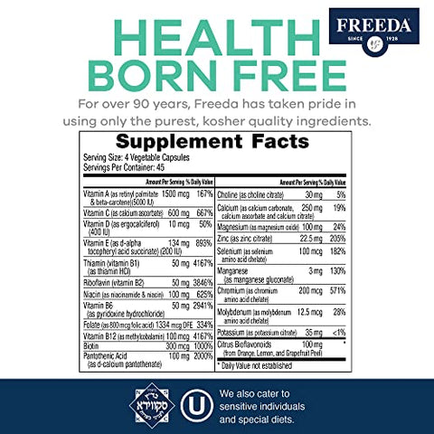 Multivitamina – SCD Multivitamina – Kosher Suplementos de Vitaminas para a Saúde da Mulher – Vitaminas Masculinas para a Saúde dos Homens – Multivitaminas para Homens - FREEDA