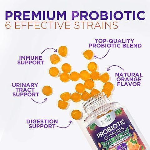 Health Nutrition Naturals - Probióticos para Saúde Digestiva – Gomas Probióticas Diárias para Mulheres | Marca: Probiotic+ | 60 g
