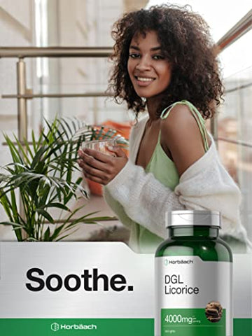 DGL Tabletes Mastigáveis de Alcaçuz | 4000mg | 180 Unidades | Vegetariano e Não-OGM | Extrato de Raiz de Alcaçuz Deglicirrizinado - Horbäach