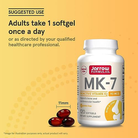 MK-7 90 mcg – Vitamina K2 Bioativa – 120 Porções (Softgels) – Para os Ossos - Jarrow Formulas
