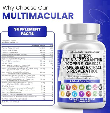 Clean Nutraceuticals - Vitaminas para a saúde ocular com Mirtilo 6000mg Luteína – Marca: Eye Health