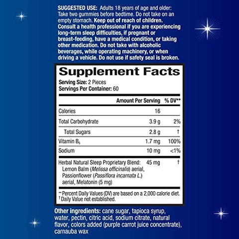Gummies Melatonina 5mg Framboesa Meia-Noite, 120 Unidades - Unisom