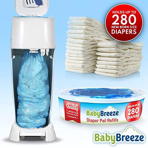 Bolsas de Reposição BabyBreeze para Lixeiras de Fraldas Playtex Diaper Genie – Absorção de Odores – 1400 Unidades (5 Pacotes)