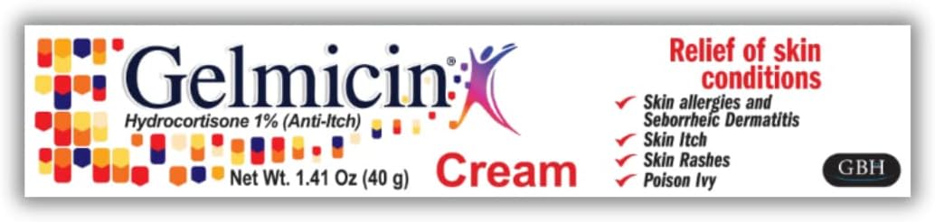 Hydrocortisone 1%% – Creme Anti-Coceira, Irritação na Pele, Alergias na Pele, Eczema, Psoríase – Tamanho 40g - Gelmicin