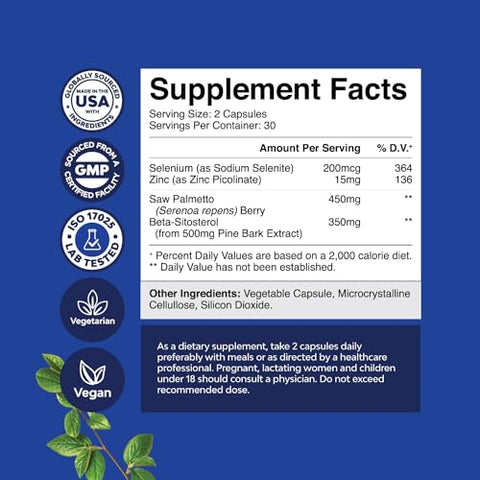 Natures Craft - Saw Palmetto para Homens com Beta Sitosterol – Extrato de Saw Palmetto para Suporte da Próstata e Saúde Masculina | Marca: Prostate Support