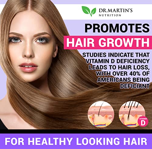 DR. MARTIN'S NUTRITION - Potente Biotina (Vitamina B7) 10.000 mcg com Vitamina D – Fortaleça seus cabelos e unhas