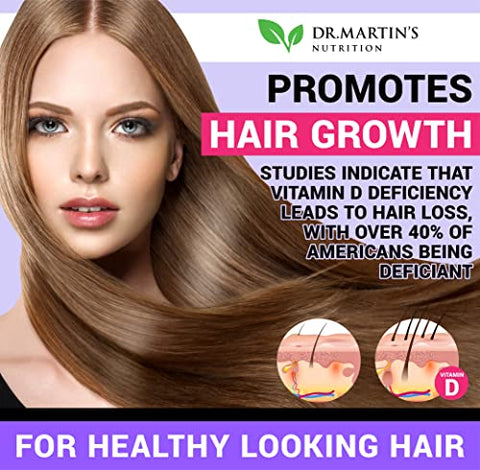 DR. MARTIN'S NUTRITION - Potente Biotina (Vitamina B7) 10.000 mcg com Vitamina D – Fortaleça seus cabelos e unhas