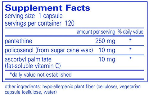 Pantethine/Policosanol – 120 cápsulas (20 mg) | Fórmula Pura para Saúde Cardiovascular - Pure Encapsulations