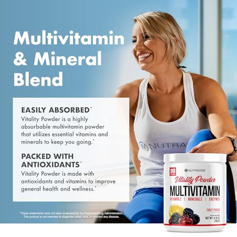 Vitality – Pó de Vitaminas e Minerais (Sabor Frutas Vermelhas – 30 Porções) - NutraOne
