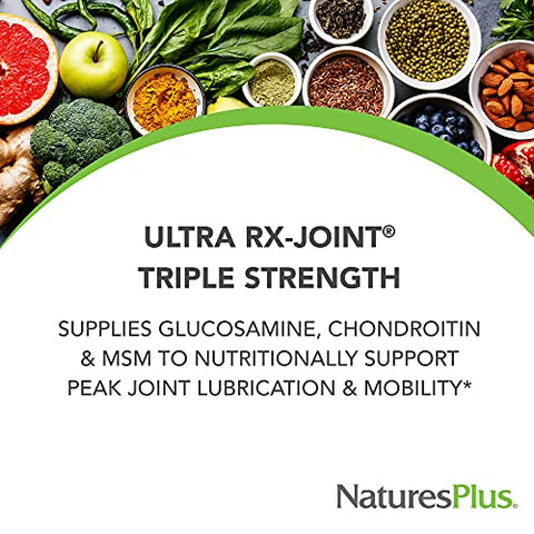 Advanced Therapeutics Triple Strength Ultra Rx-Joint – 120 Comprimidos – Suporte Articular de Alta Potência – Glucosamina/Condroitina/MSM – Livre de Glúten – 30 g - Natures Plus