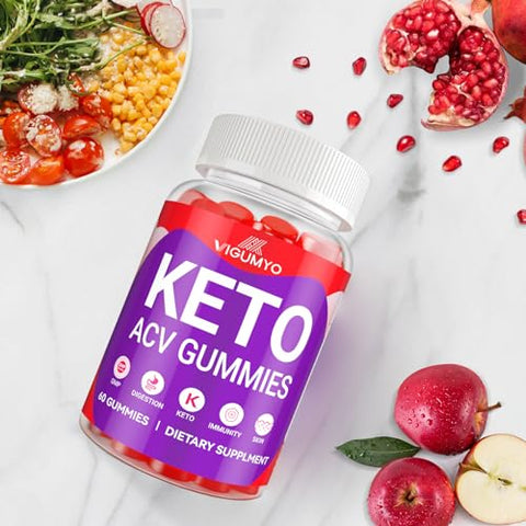 VIGUMYO - Keto ACV Gummies 1500mg – Gomas de Vinagre de Maçã Avançadas com B12 – Impulsionam a Imunidade, Energia e Saúde Digestiva – Veganas, Livres de Glúten