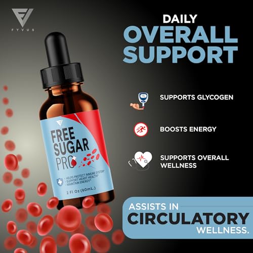 Fyvus - (3 Pacotes) Free Sugar Pro – Alívio Natural Líquido Sem Açúcar, Frasco de Gotas Líquidas FreeSugar Pro – Suplemento Avançado de Suporte à Saúde para Mulheres e Homens, Free Sugar Pro – Suplemento Líquido