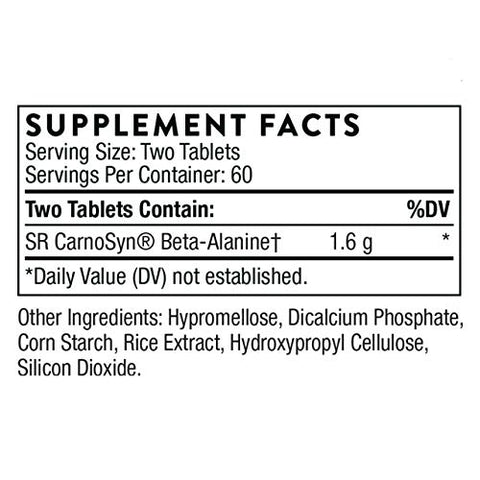 Beta Alanine Sustained Release – Aminoácido para Desempenho Muscular e Resistência – Certificado NSF para Esportes – 120 Comprimidos – 60 Porções - THORNE