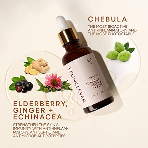 Vegnclever - Chebula Active Serum para o Rosto – Serum Antioxidante Anti-Envelhecimento com Ácido Hialurônico e Vitamina C – Hidratante  Chebula
