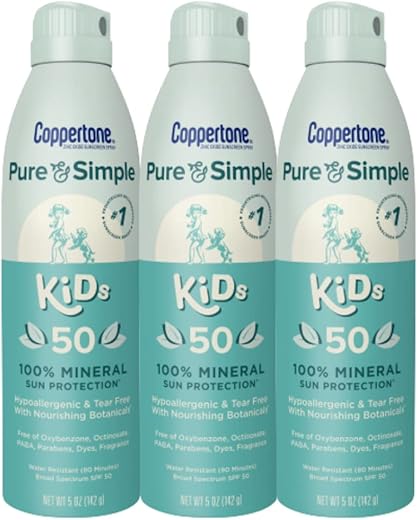 Spray Protetor Solar Infantil Pure and Simple, FPS 50 Amplo Espectro, 150 ml, Pack com 3 Unidades - Coppertone