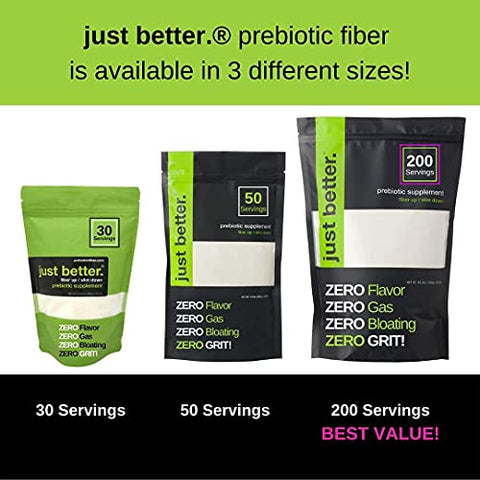 just better. - Suplemento de Fibra Prebiótica para um Intestino Saudável | Pó de Fibra sem Grit Zero Sabor e sem Inchaço ou Gases | Sensação de Saciedade Mais Rápida | Keto Não-OGM Sem Glúten Vegano 200 Porções