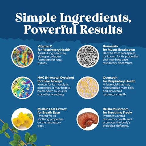 Natures Craft - Cápsulas de Folha de Verbascum para Desintoxicação Pulmonar – Complexo de Limpeza Pulmonar com Verbascum Purificador, NAC e Quercetina