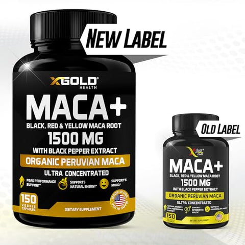 X Gold Health - X Gold Saúde Cápsulas de Pó de Raiz de Maca Orgânica 1500mg com Preto | Vermelho | 100g