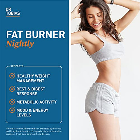 Fat Burner Nightly – Suporte Metabólico Noturno com Extrato de Feijão Branco, Raiz de Ashwagandha e Extrato de Café Verde - Dr. Tobias