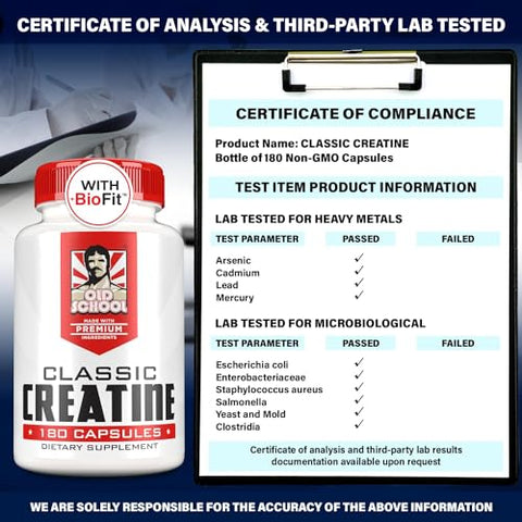Old School Labs - Creatine Monohydrate Capsules BioFit™ 5000mg (Força Máxima) – Suporte ao Crescimento Muscular