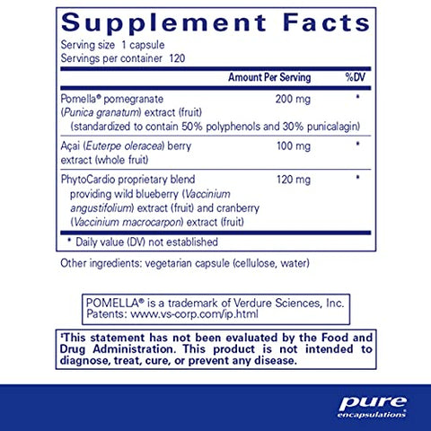 Pomegranate Plus | Suporte Antioxidante para Saúde Vascular e Celular* | 120 Cápsulas - Pure Encapsulations