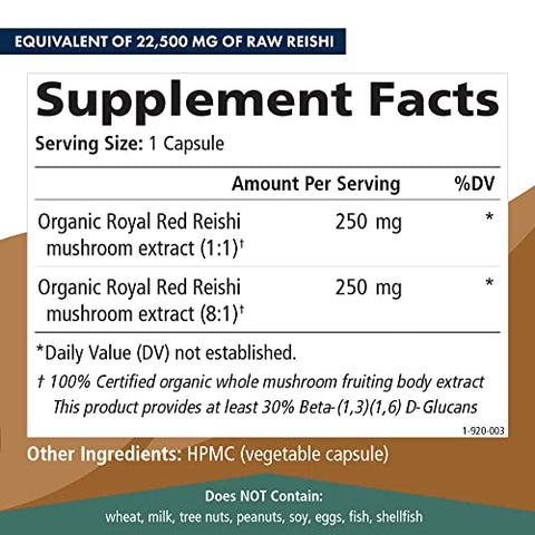 MyPure Reishi 4X – Suplemento de Cogumelos Orgânicos 100% Reais para Suporte Imunológico, Alívio do Estresse e Energia (60 Cápsulas) - PURE ESSENCE LABS