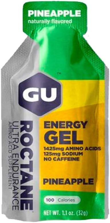 Energy Roctane Ultra Endurance Energy Gel Vegan 24-Count – Nutrição Esportiva On-The-Go para Corrida, Ciclismo, Caminhada ou Esqui – Abacaxi - GU