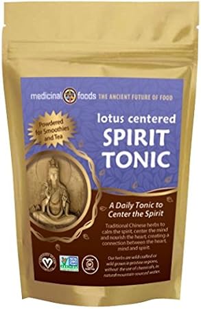 LLC,Medicinal Foods - Tônico Espiritual Lotus Centered para Meditação e Sono, Pó Herbal Chinês Puro, Vegano, Não-OGM, Sem Açúcar, Sem Glúten, Misture em Smoothies e Chás, Diário