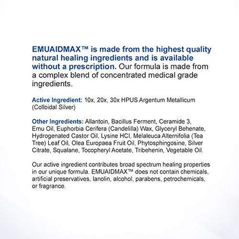 emuaid - Emuaid EMUAIDMAX Pomada 60ml – Creme para Eczema. Tratamento de Força Máxima. Use Força Máxima para Pé de Atleta, Psoríase, Coceira, Irritação e Infecção por Fungos na Pele