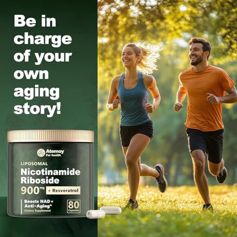 Generic - NAD Liposomal Nicotinamide Riboside 900mg, Resveratrol, Quercetina – Alta Pureza para Energia e Foco – 80 Cápsulas