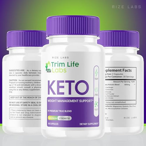 rize labs - Trim Life Labs Keto Capsules – Emagreça com Fórmula Máxima de Suporte de Pílulas de Perda de Peso Keto ACV (120 Cápsulas)