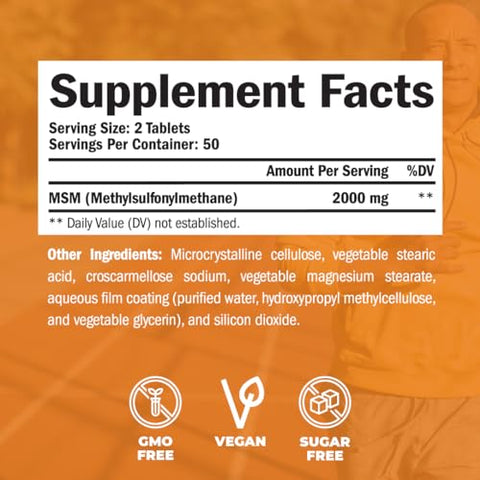 Vimerson Health - MSM 2000mg – Suporte Articular para Cartilagem | Suplemento de Alta Potência | Marca em Destaque