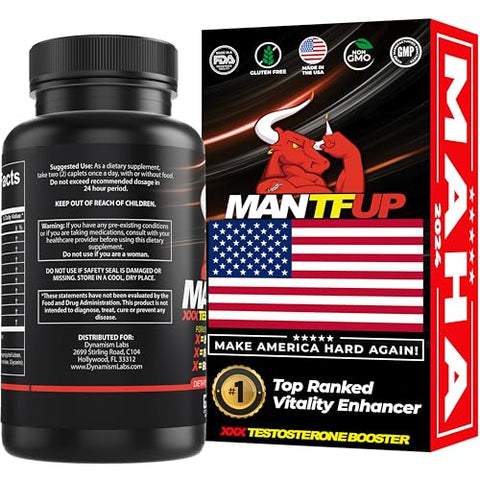 MANTFUP - Estimulante Vitalidade para Homens | Impulsionador de Testosterona  | 100% Natural | Aumento de Energia e Desempenho | 60 Cápsulas