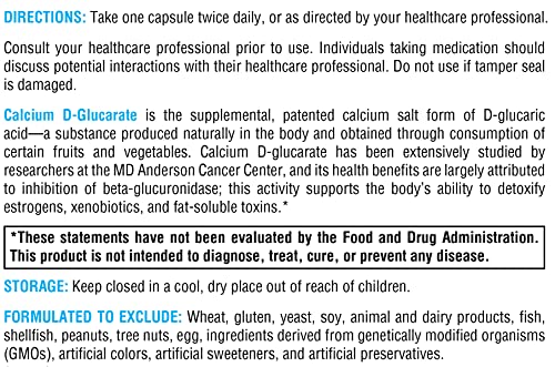 Calcium D-Glucarate 500mg – Suporte para Desintoxicação Saudável de Toxinas Lipossolúveis, Hormônios como Estrogênio e Andrógenos (90 Cápsulas) - XYMOGEN