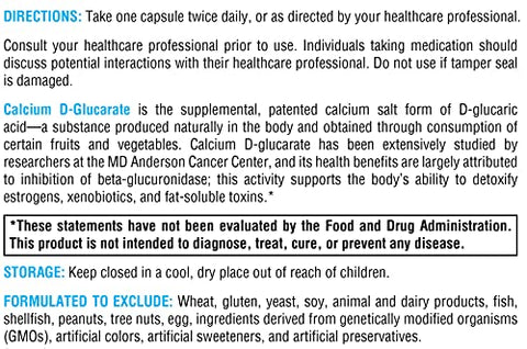 Calcium D-Glucarate 500mg – Suporte para Desintoxicação Saudável de Toxinas Lipossolúveis, Hormônios como Estrogênio e Andrógenos (90 Cápsulas) - XYMOGEN