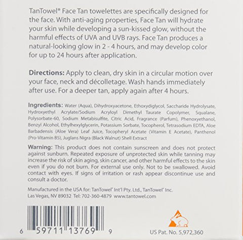 TanTowel Face Tan Towelettes – 15 Unidades, Todos, 15 Contagens (Embalagem de 1) | Toalhetes Autobronzeadores para o Rosto