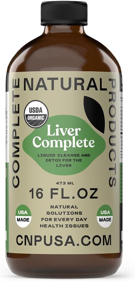 Complete Natural Products - Produto Natural Completo Fígado Completo – Frasco de Vidro 473ml, Limpeza e Desintoxicação do Fígado