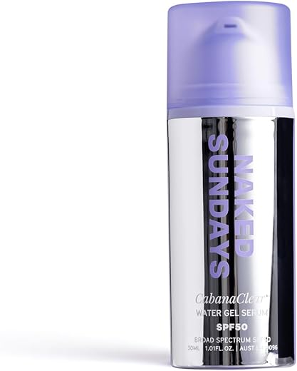 Naked Sundays - CabanaClear Gel Serum FPS50, Livre de Silicone, Invisível, Protetor Solar Facial de Amplo Espectro, Leve, Livre de Fragrância e Óleo – Para Todos os Tipos de Pele e Tons de Pele