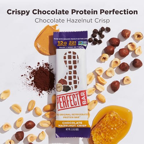 Barra de Proteína Refrigerada Perfect Bar Chocolate Hazelnut Crisp Sem Glúten, 8 unidades, 62g