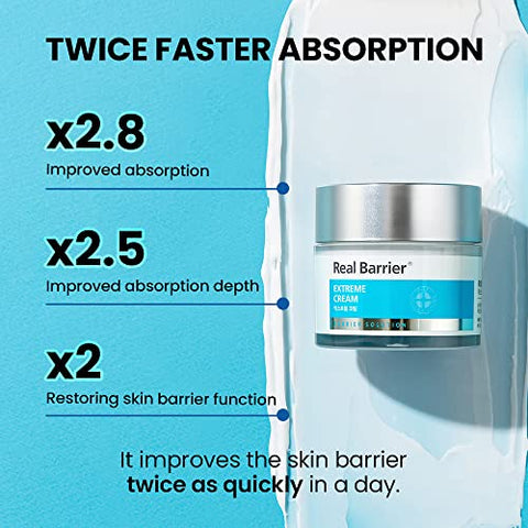 Extreme Cream 50 ml – Creme Hidratante Anti-Envelhecimento Rico em Ácido Hialurônico e Ceramidas – K-Beauty para Pele Sensível - Real Barrier