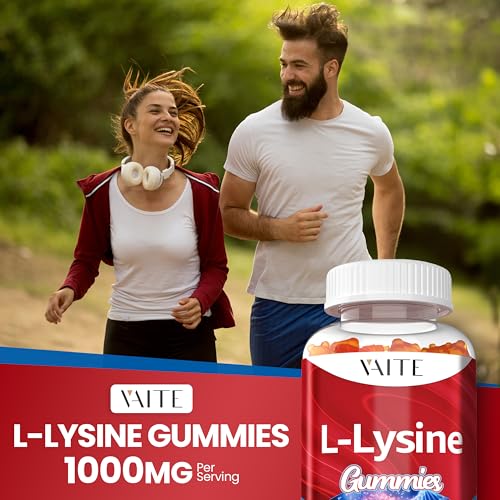VAITE - L-Lysine 1000mg Gummies – Suporte para Pele, Lábios, Vegano, Sem Glúten, Vitaminas para Saúde dos Tecidos – Marca: [Nome da Marca]