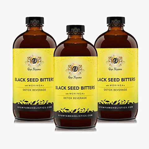 BLACK SEED BITTERS com Moringa 3 x 473 ml frascos~Gye Nyame~Desintoxicação e Economia